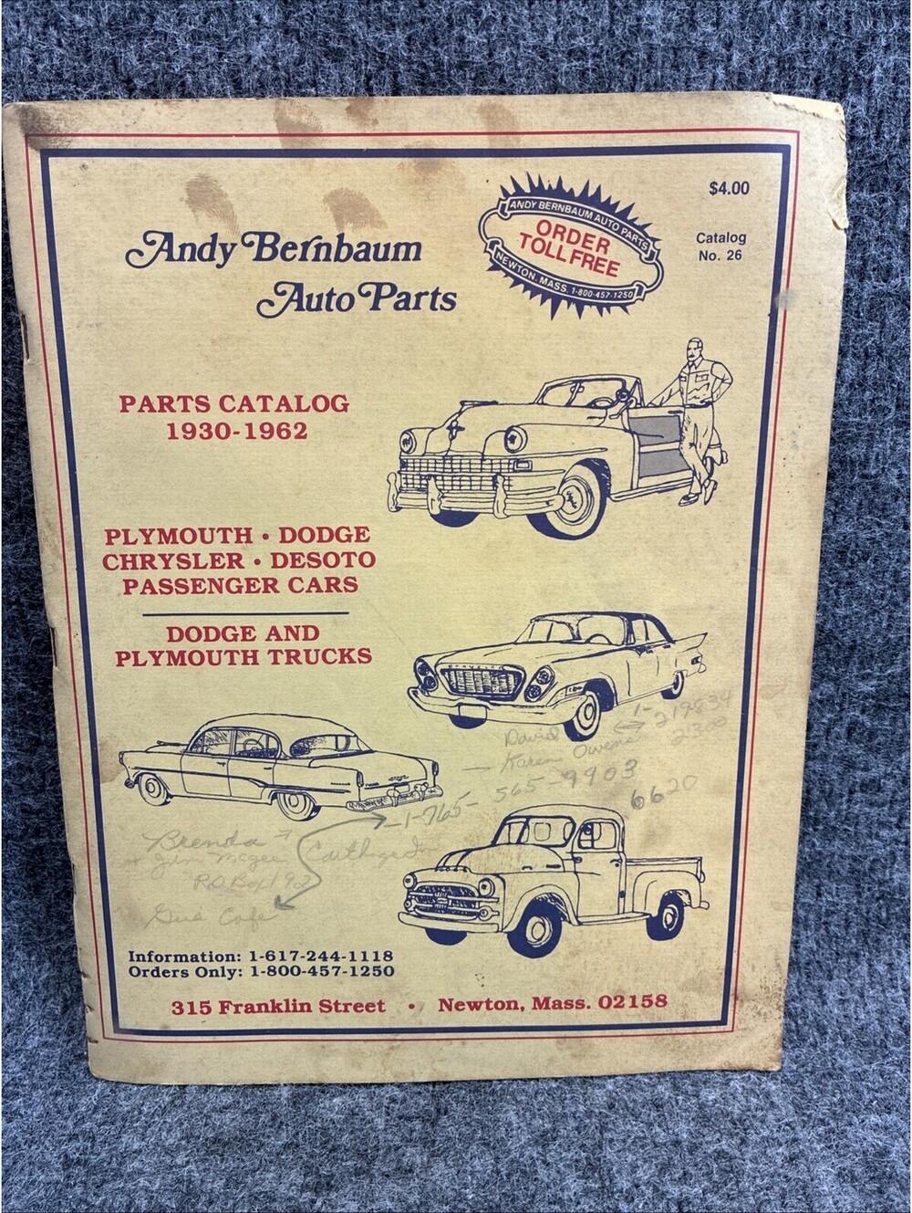 Andy Bernbaum Auto Parts Catalog 26 1995 for Plymouth Chrysler Dodge 1930-1962